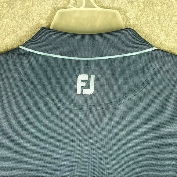 FootJoy FJ Shirt Mens Large Golf Polo Breton Stripe Short Sleeves Active Blue - Picture 7 of 13